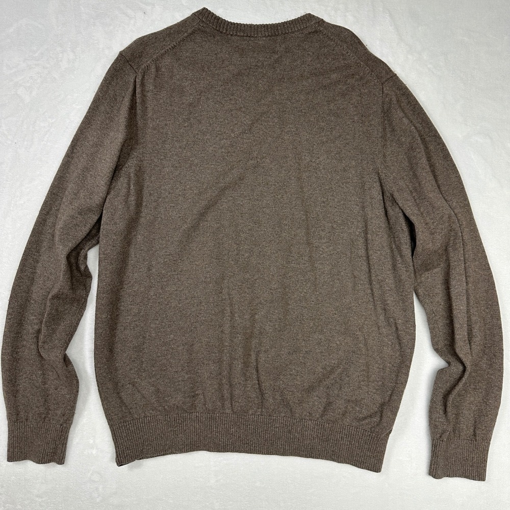 Eddie Bauer V Neck Sweater Mens L Brown Cotton Merino Wool Blend Pullover‎ - Picture 3 of 11